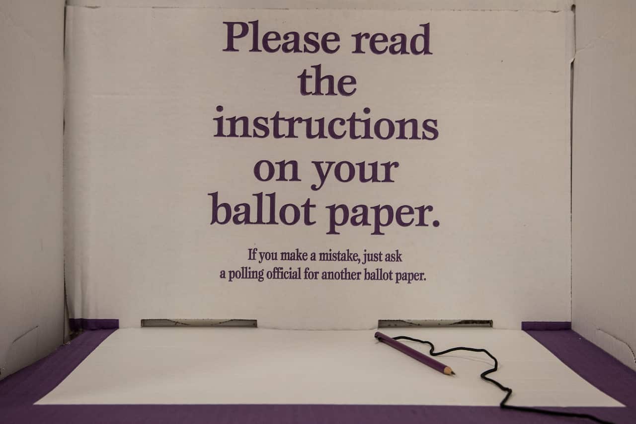 An empty polling booth.