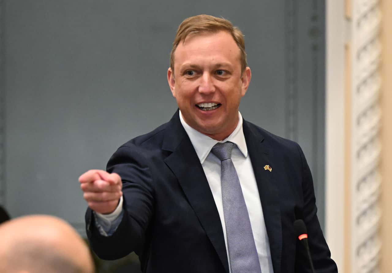 A man standing and pointing