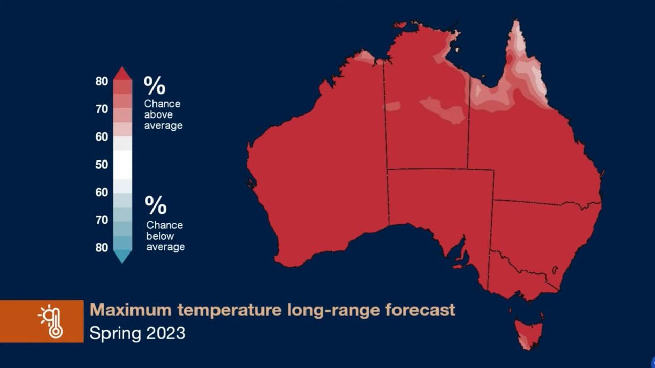 Artwork showing a map of Australia and depicting the Bureau of Meteorology's maximum temperature forecast