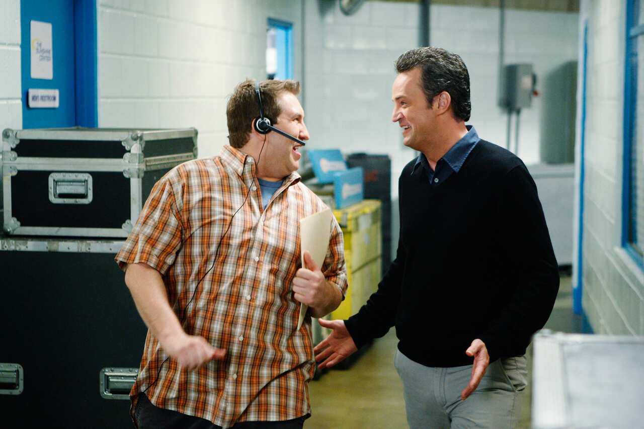 Mathew Perry is shown on set in a scene from Mr Sunshine.