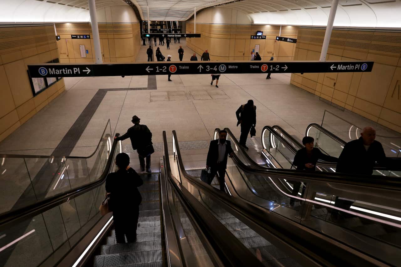 Escalators at a train station