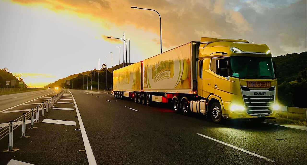 Andrea's truck on the highway