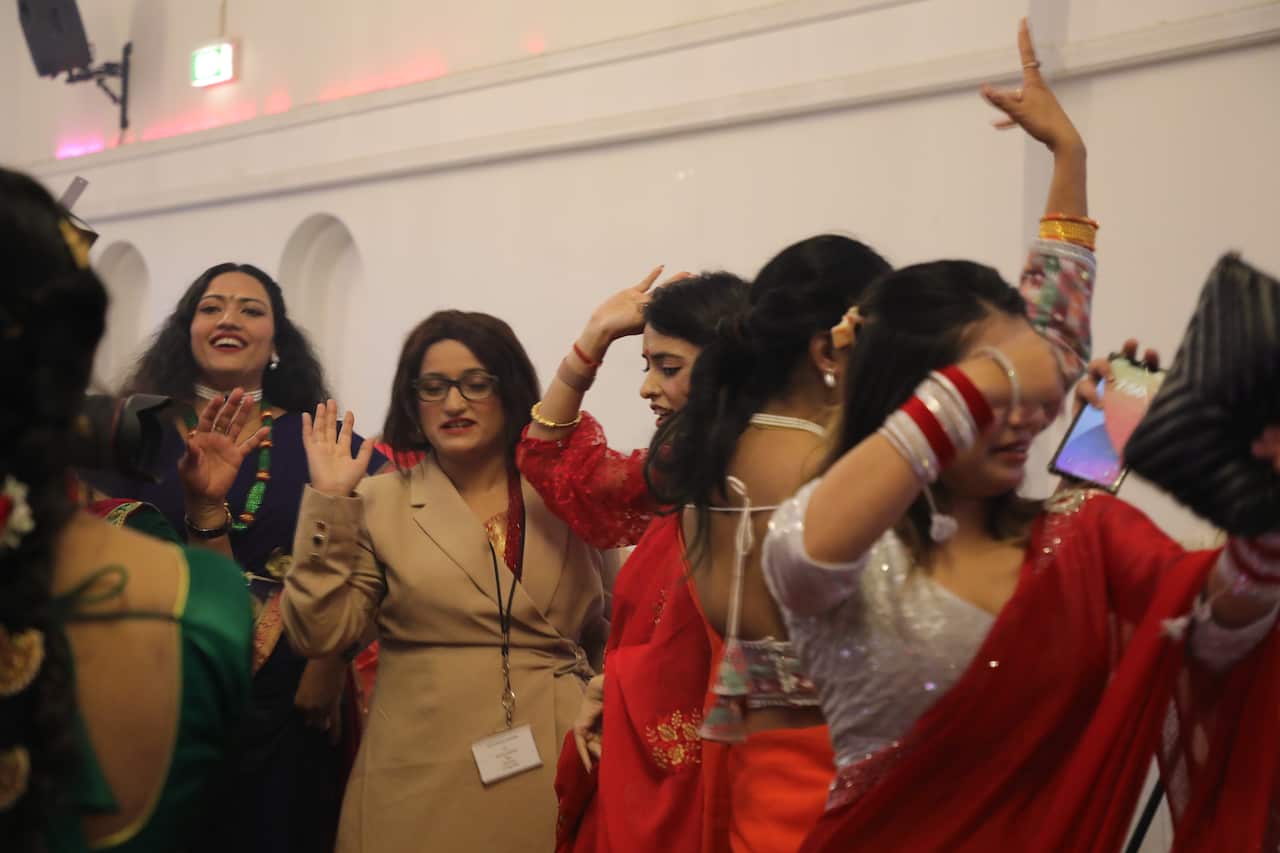Attendees were seen dancing to Teej songs at the Teej celebration event in Sydney.