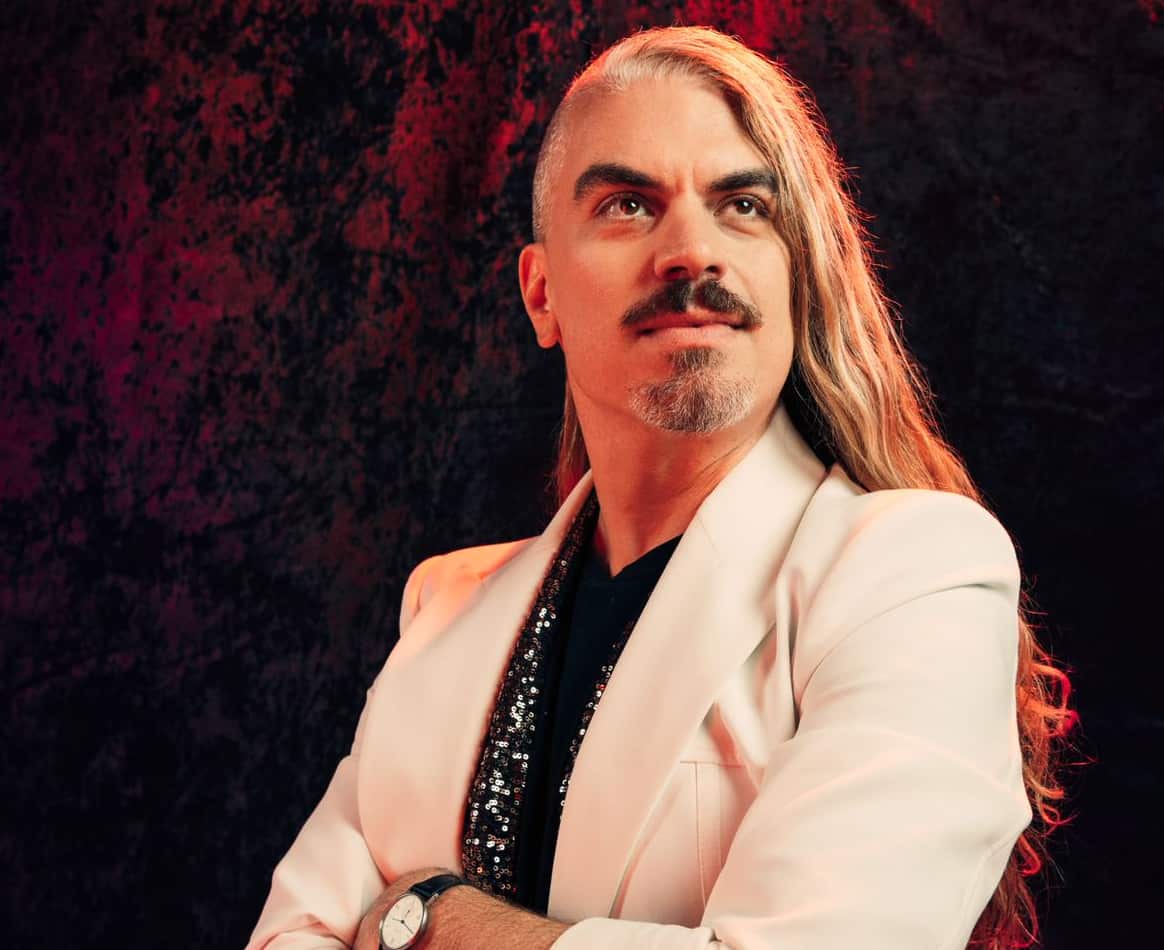 Daniel Estrin, lead singer of Voyager, poses for a portrait photograph.