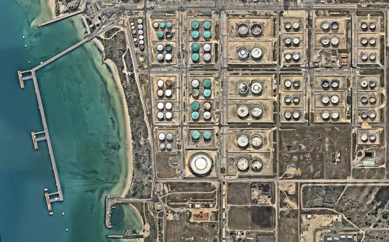 Oil reservoirs at industrial refinery