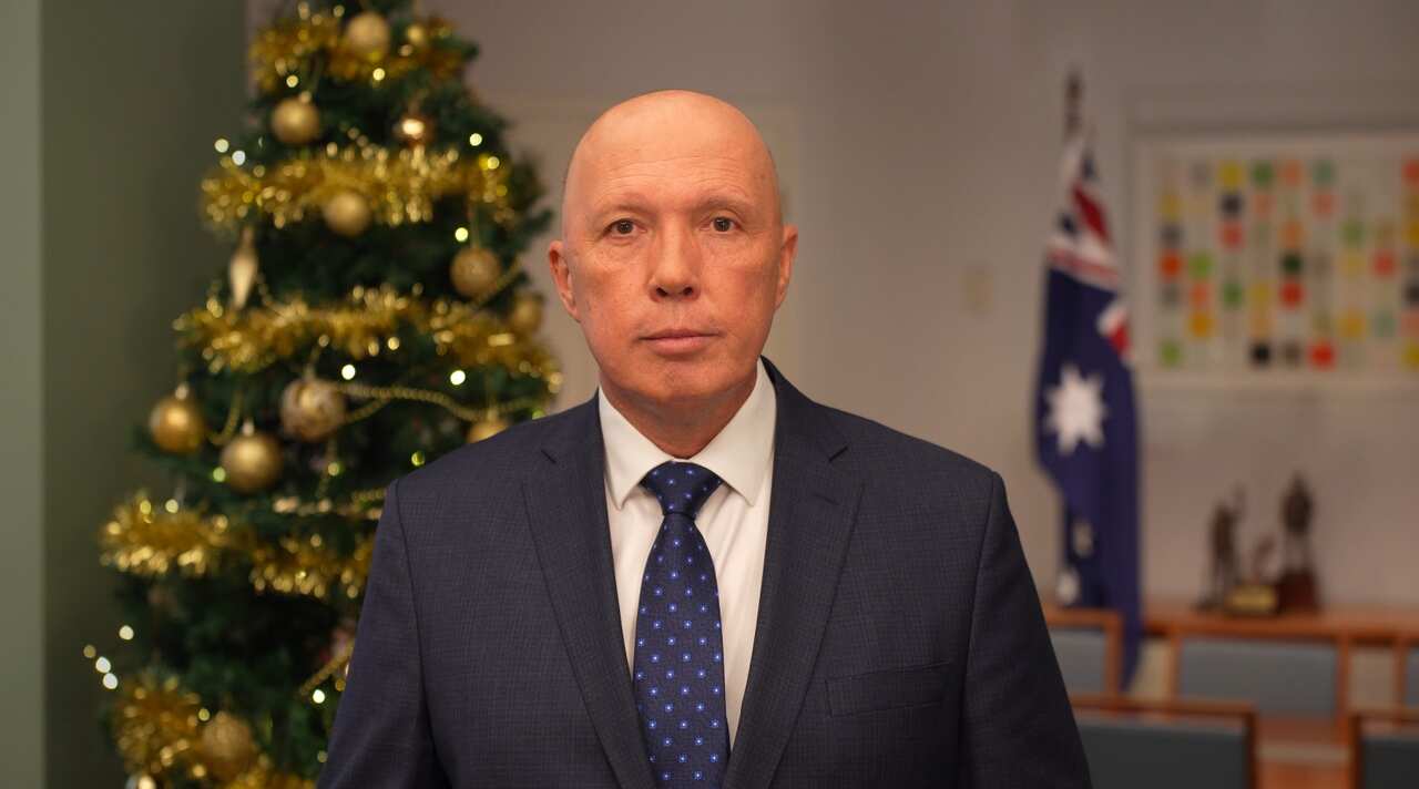 Peter Dutton delivering a Christmas message.