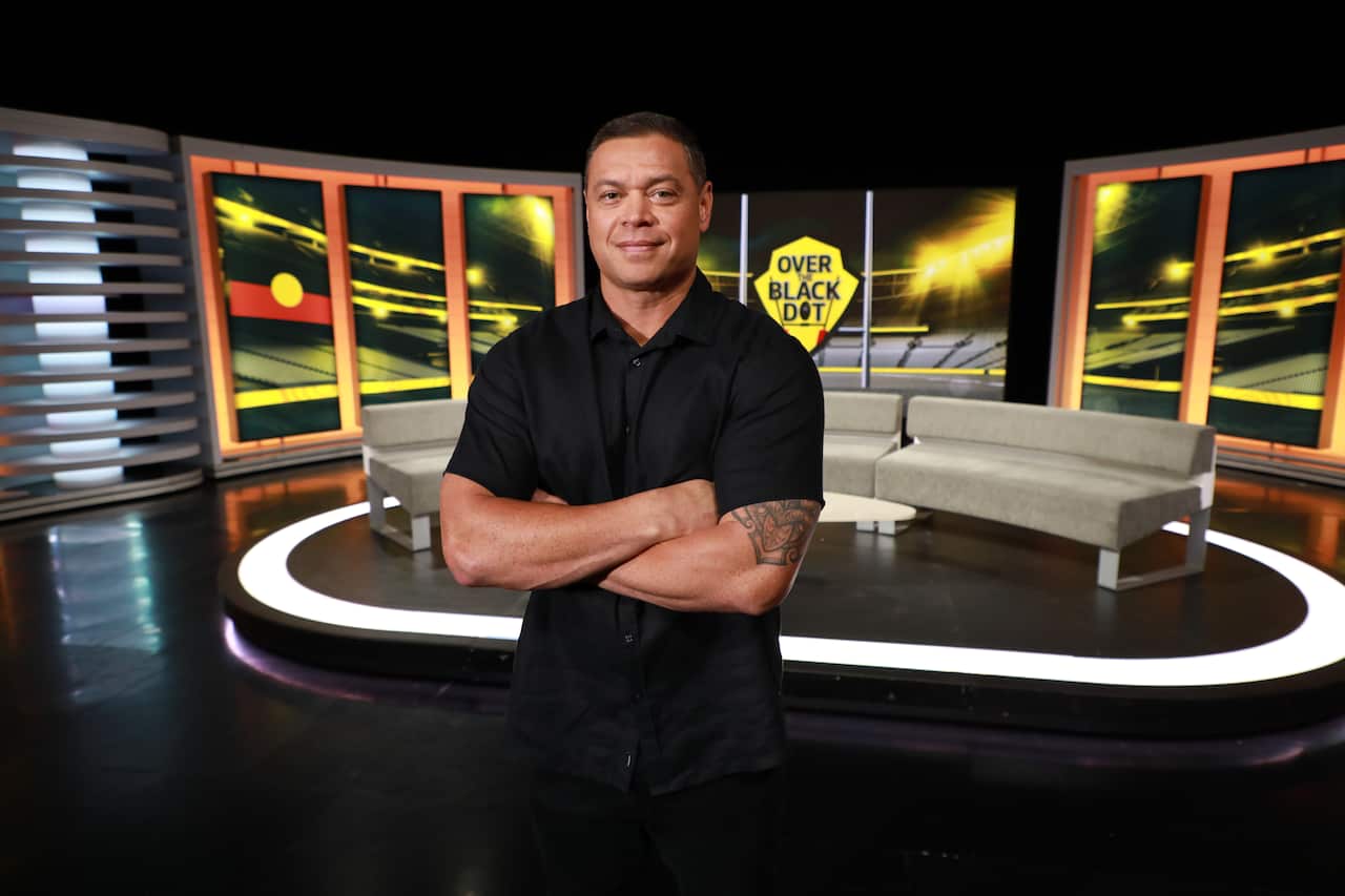 NITV's Over the Black Dot. Timana Tahu on set. Photo credit Dave Ollier - SBS.JPG