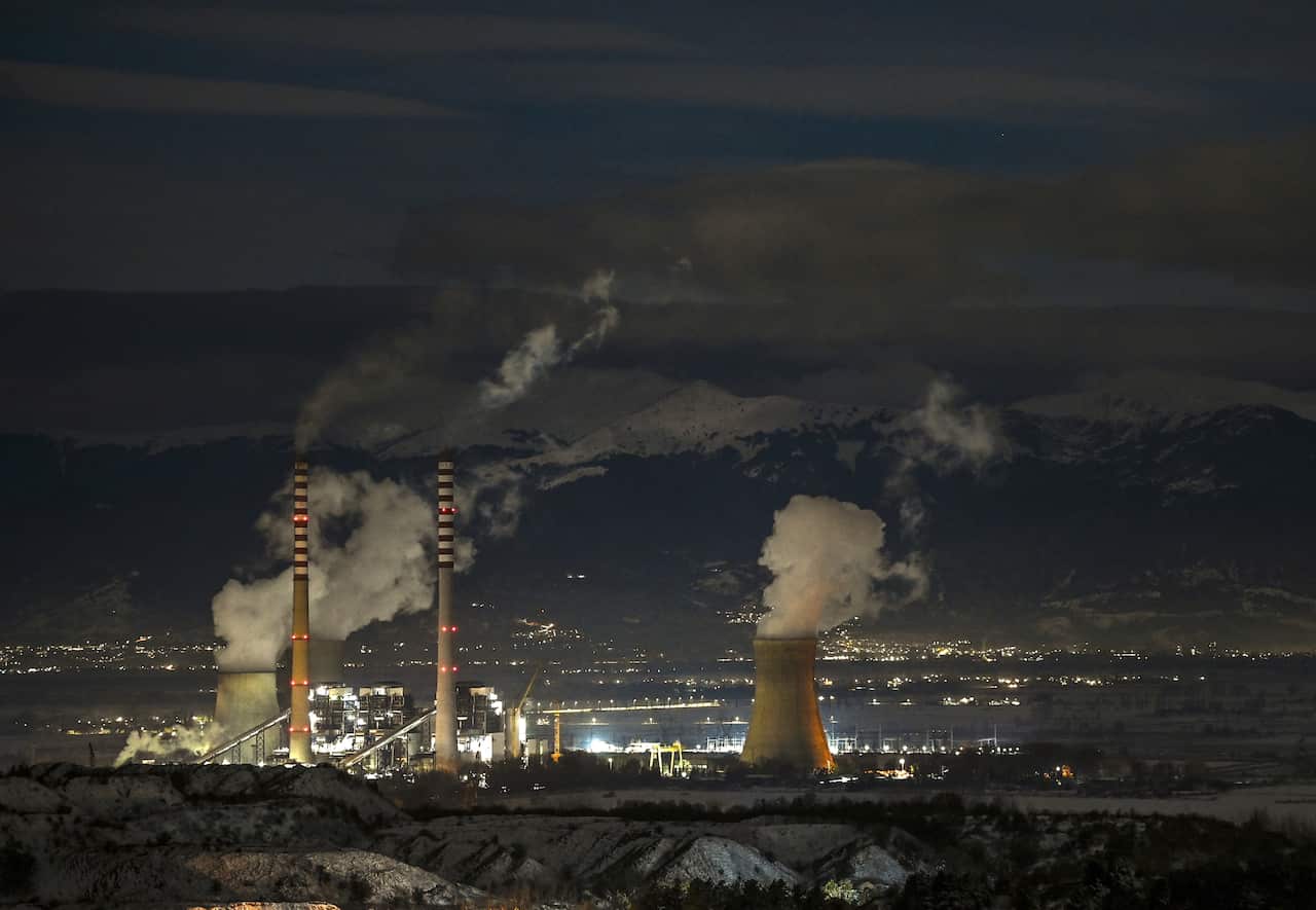 An energy plant with steam coming out