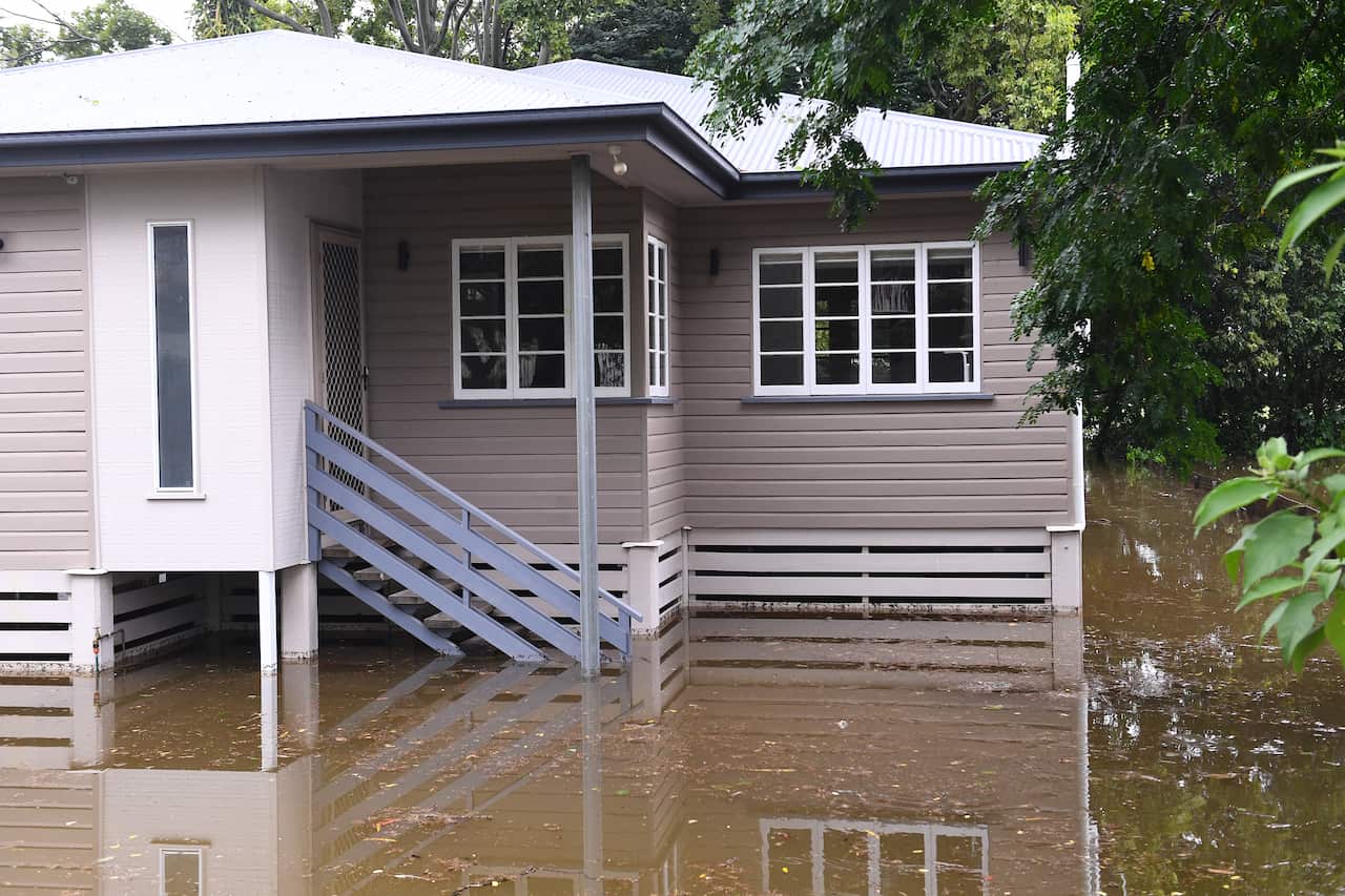 A house in floodwaters
