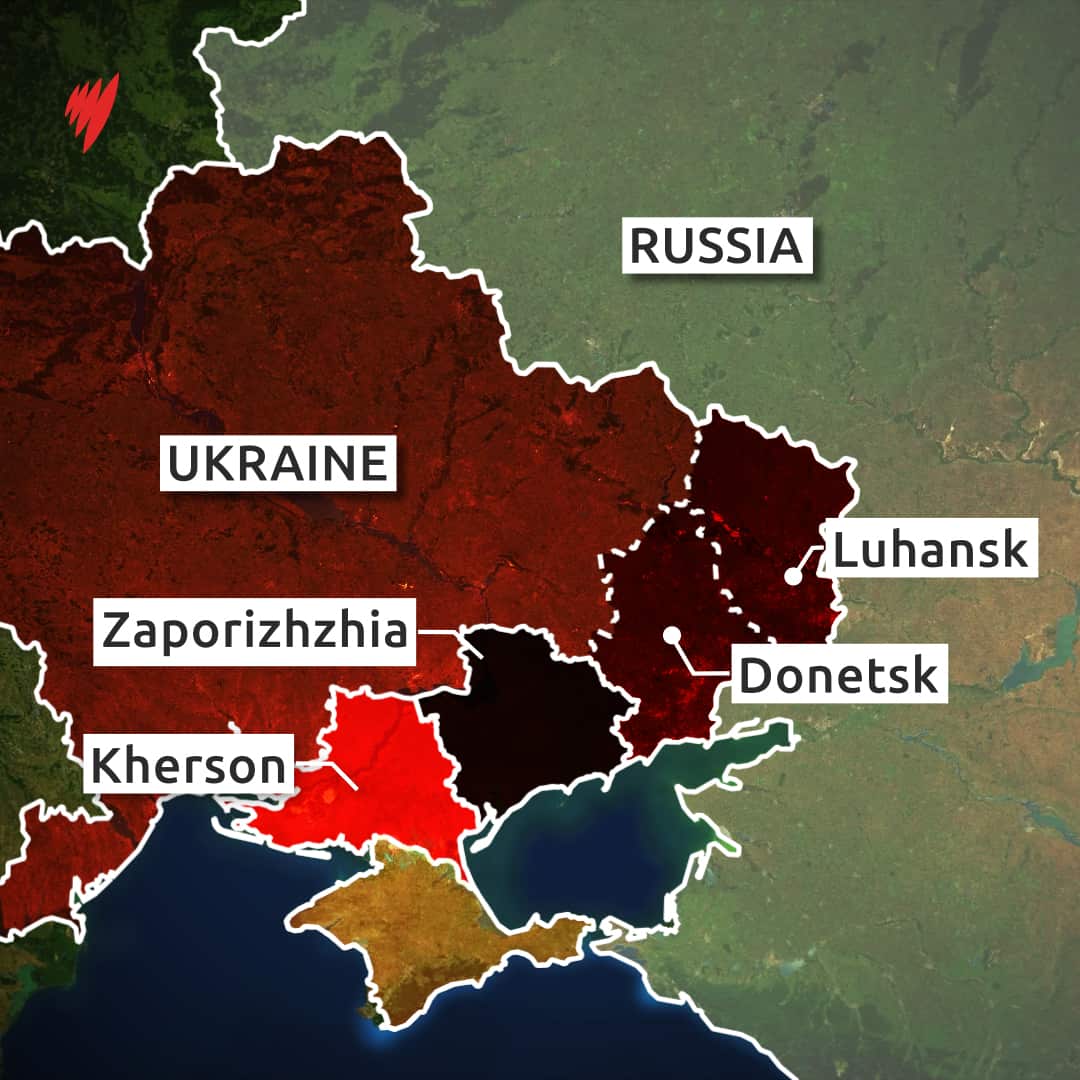 A map of the four Russian-held regions where referendums are taking place in Ukraine.

