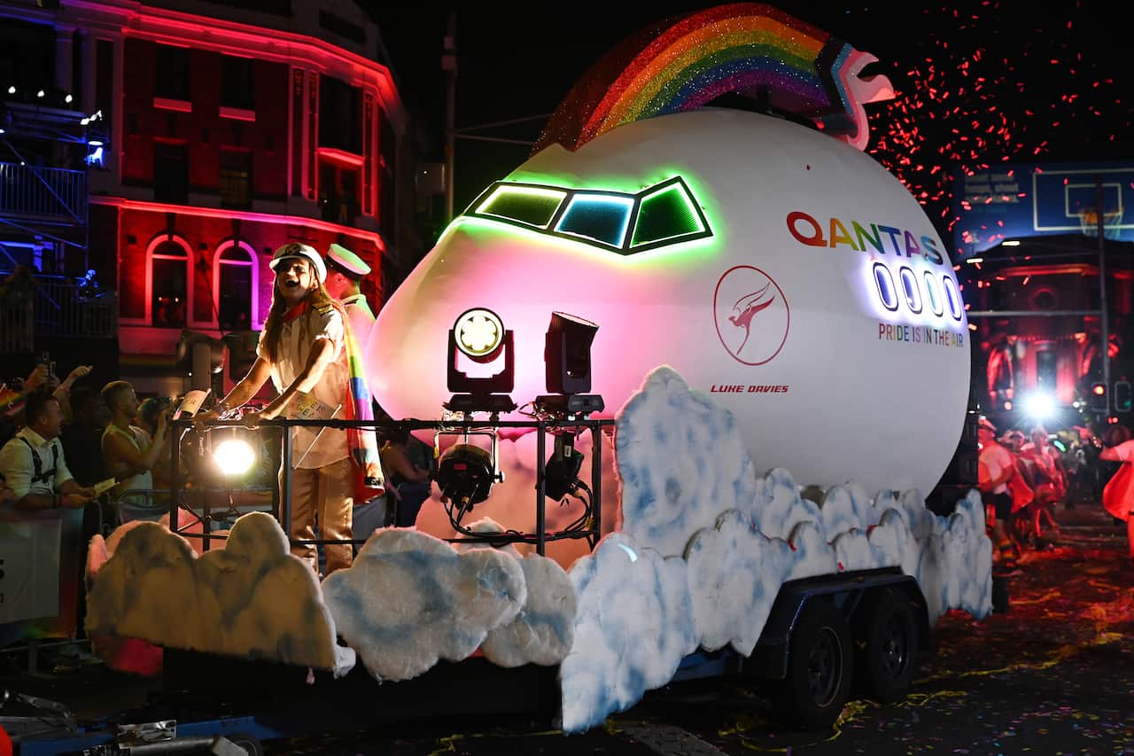 A Qantas float in the Sydney Mardi Gras parade.