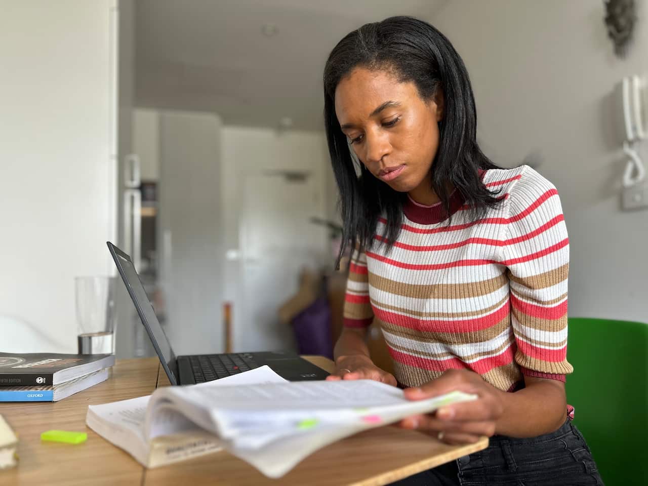 A woman reading a book