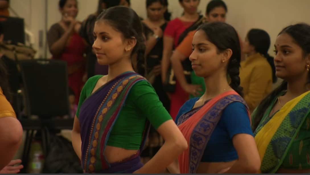 Dancers wearing saris.
