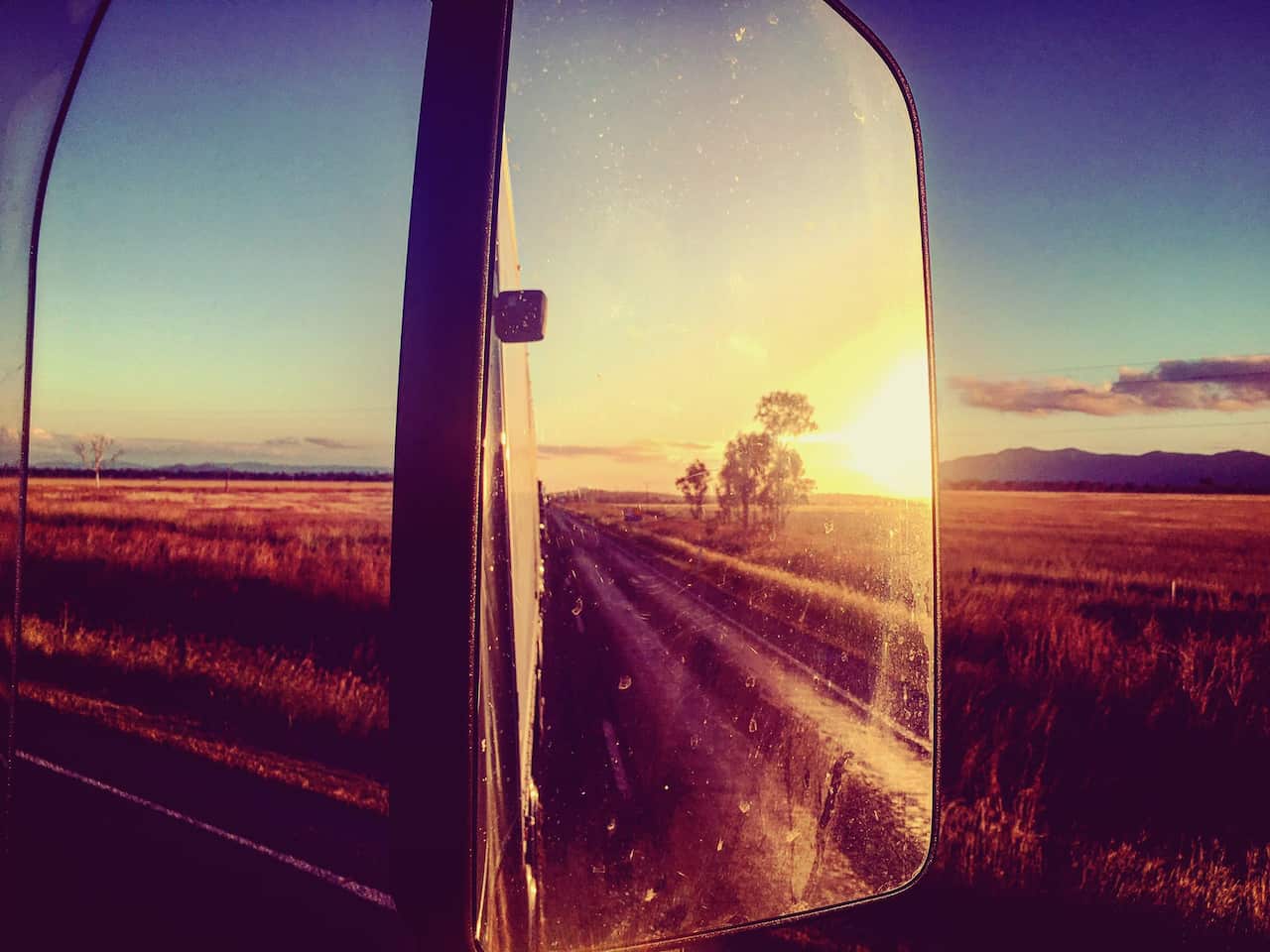 Australian landscape from Andrea's rear view mirror