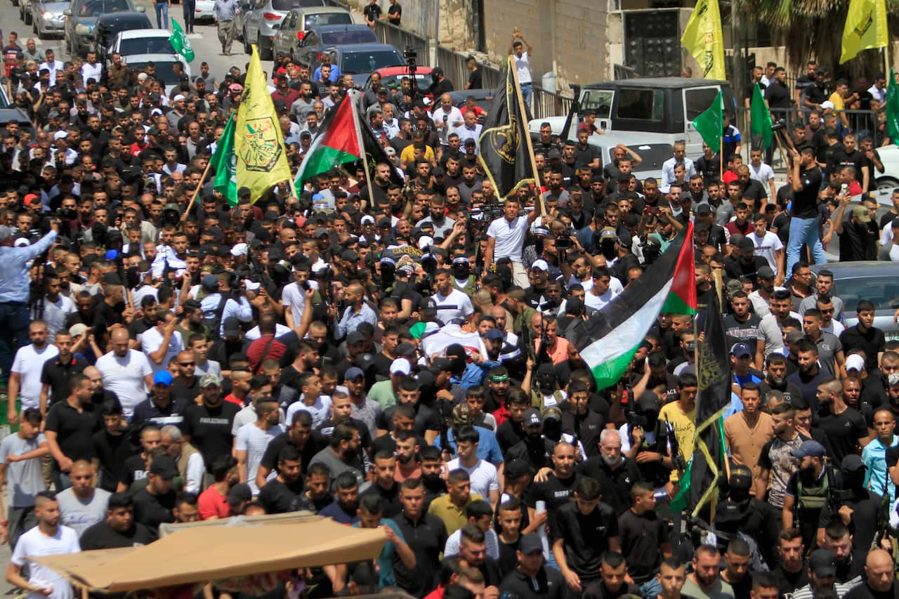 Funeral of three Palestinians in Jenin, Palestine - 17 Jun 2022