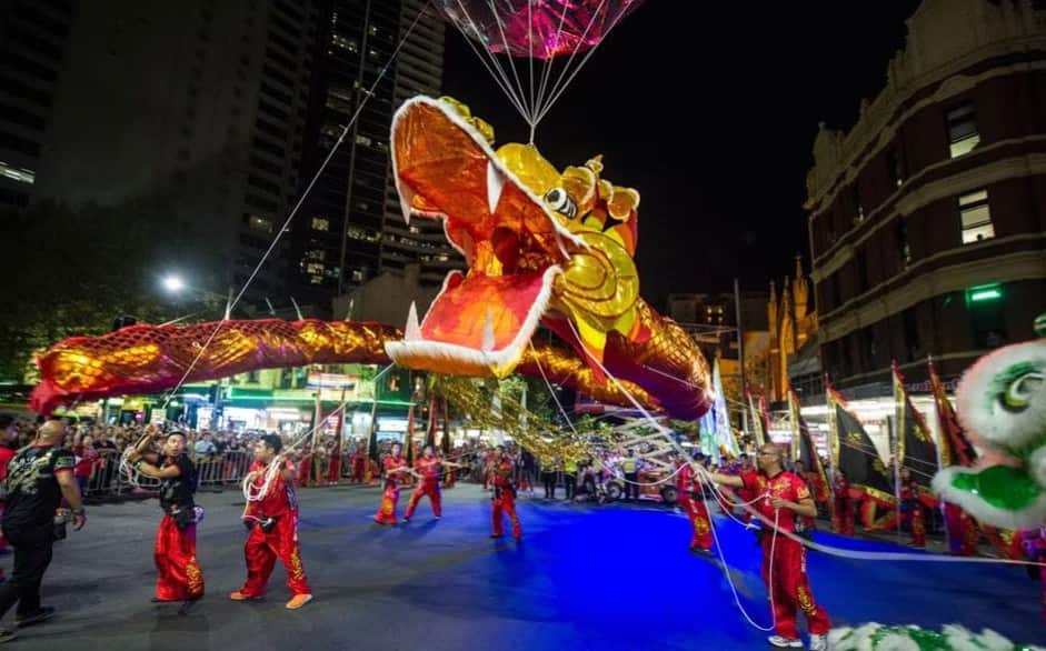 Chinese dragon dancing