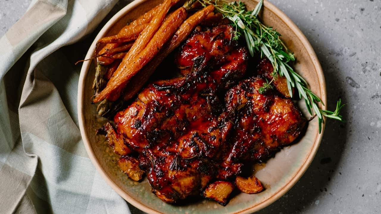 Miso and orange roast chicken