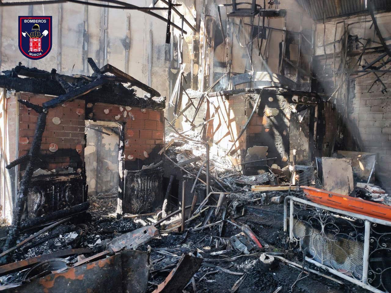 An image of the burned rubble inside the Spanish nightclub.