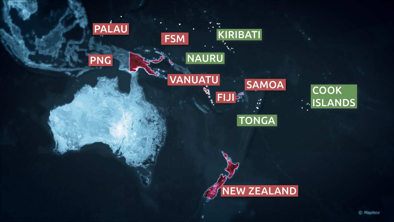A map of nations for and against deep sea mining. 
