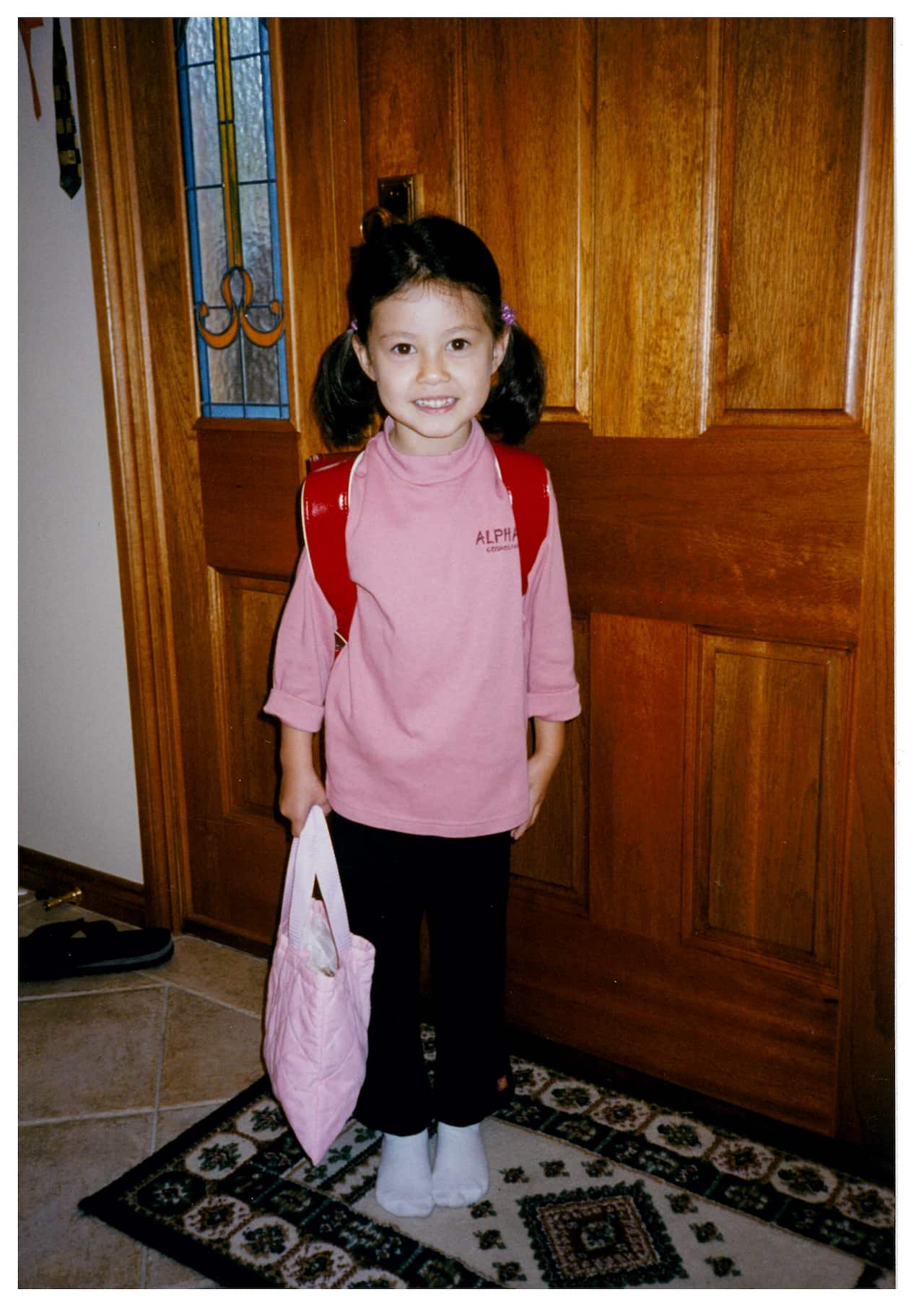 Little Emma with her cherry red ‘randoseru’