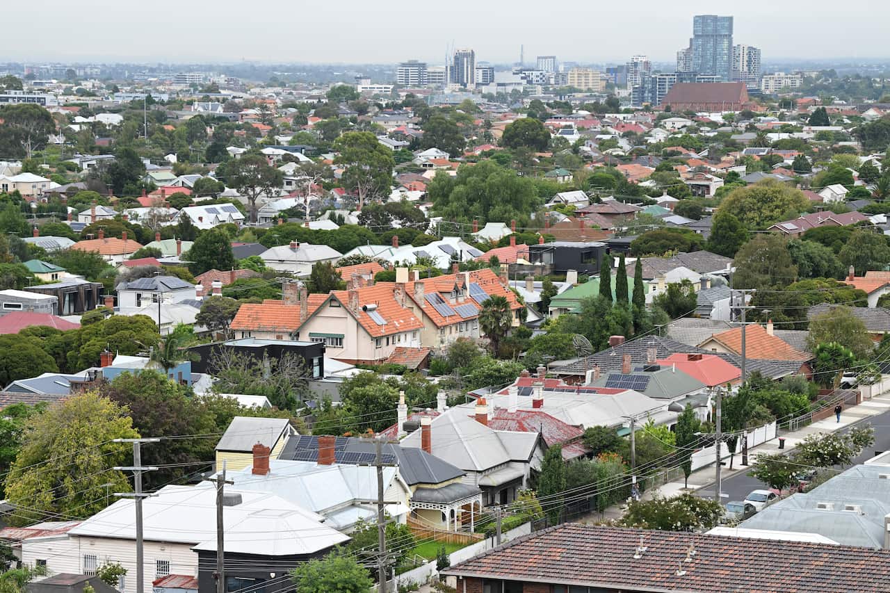 A view of rows of housing