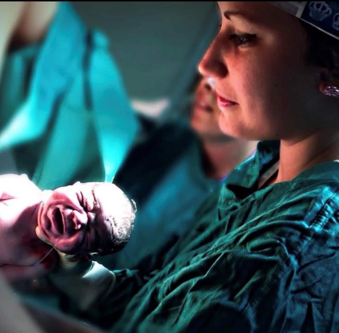 Giada Guida during her previous job as a midwife.