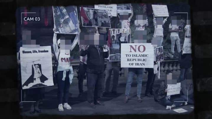 A digitally altered image of protesters holding up signs 