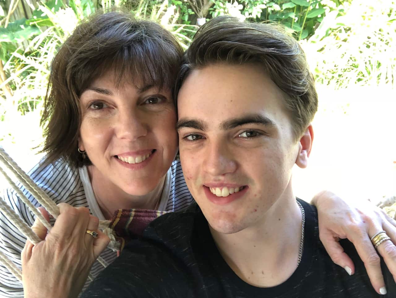 Declan pictured with his mother.