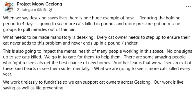 Project Meow Geelong Facebook page