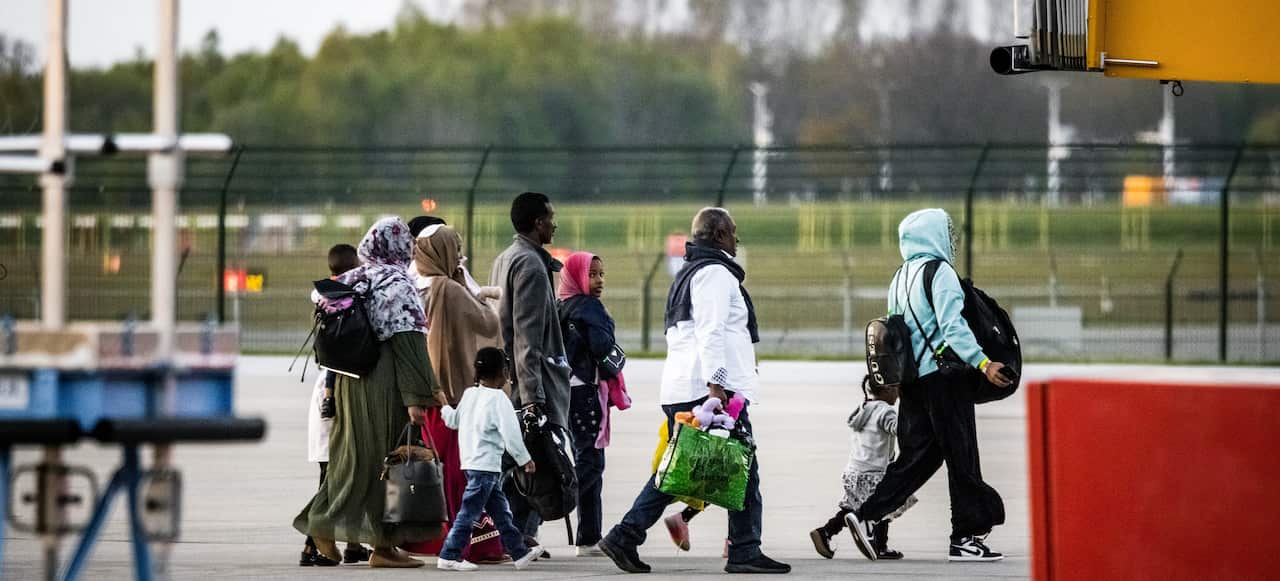 Dutch nationals evacuated from Sudan arrive at Eindhoven Air Base
