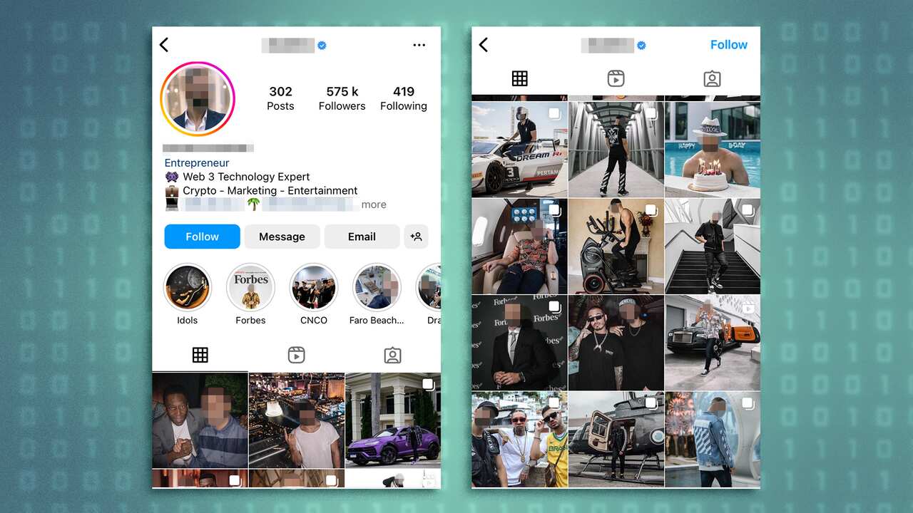 A screenshot of the Instagram profile that had its identity stolen by the scammer.