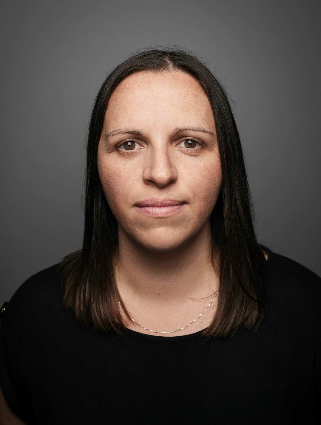 A woman looking at the camera