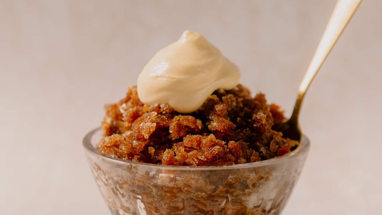 Coffee granita and vin santo sabayon