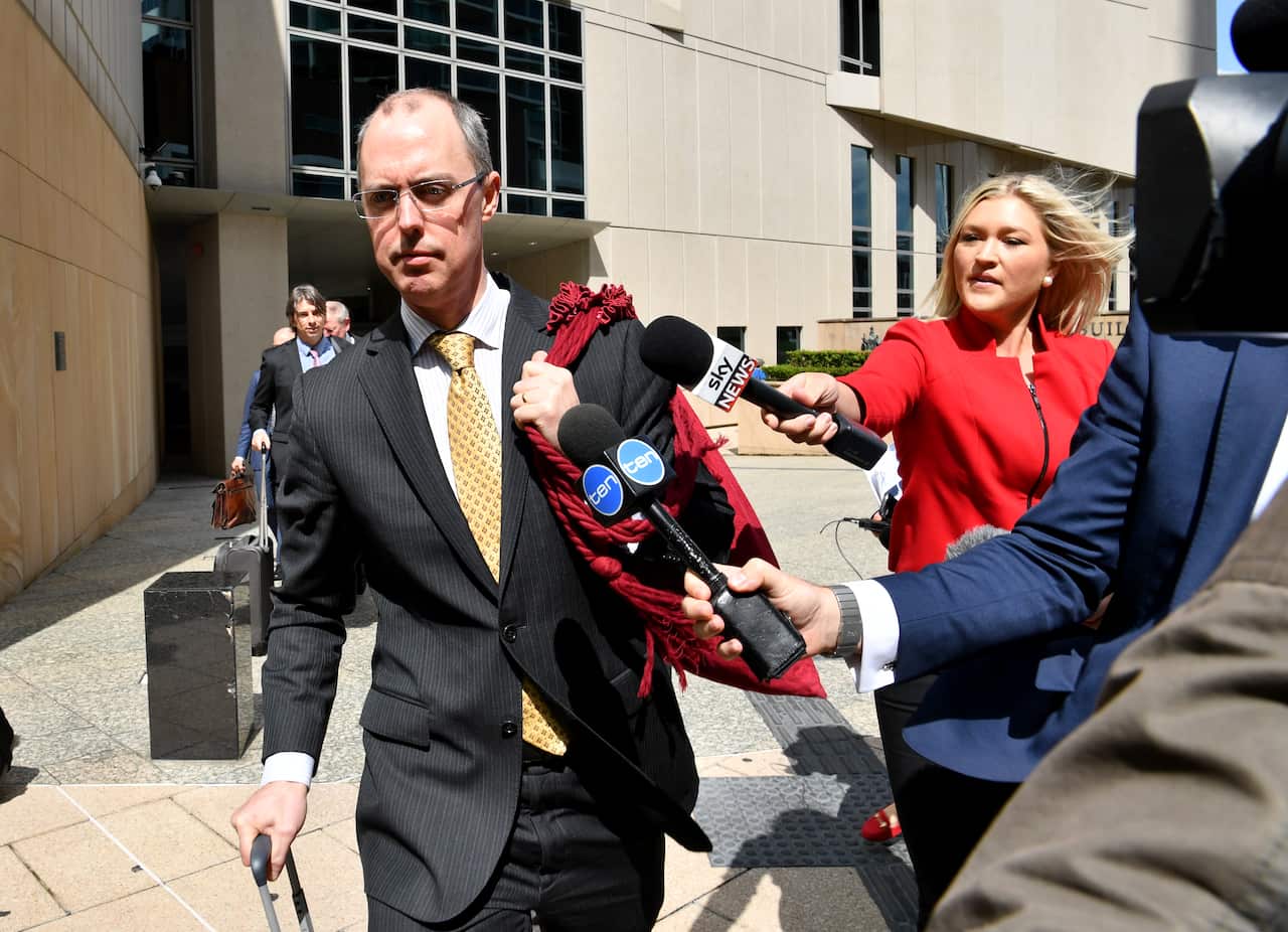 Solicitor-General of Australia outside a court in Canberra.