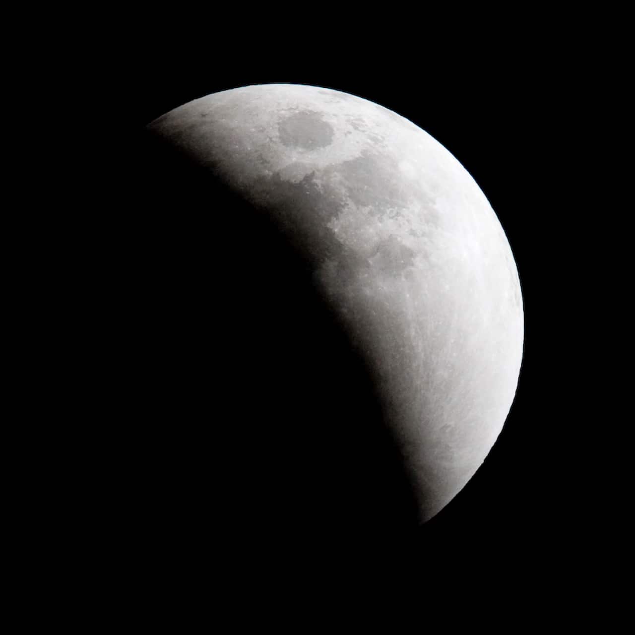 The moon in the shadow of the Earth.