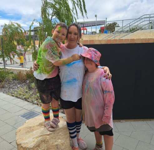 A mother and children