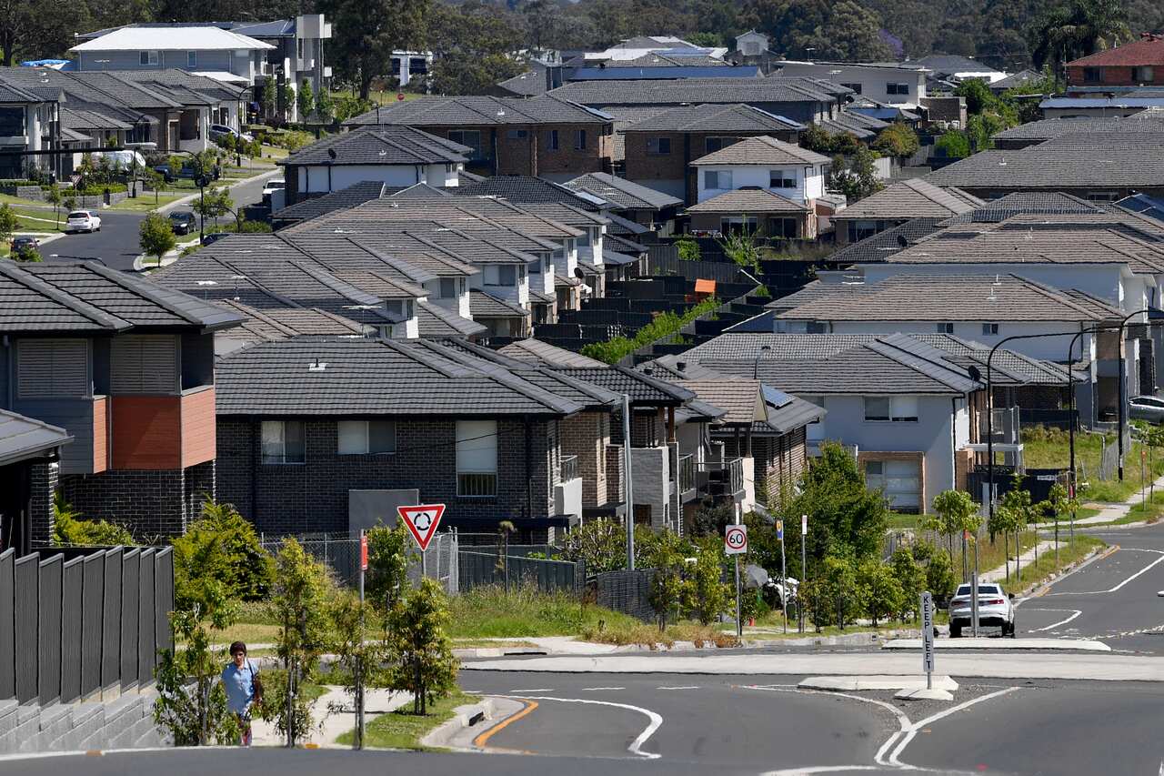 Housing is seen at Schofields, north west of Sydney.