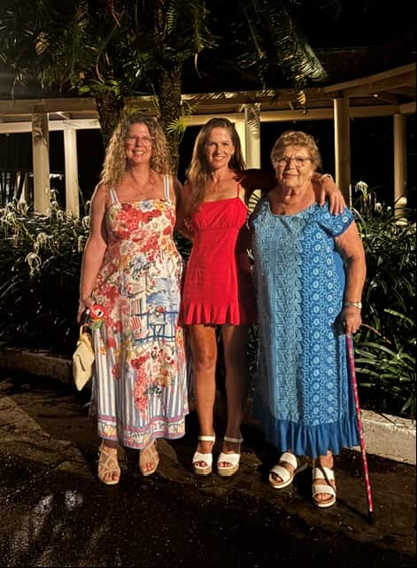 Vanessa (in the middle) at her 50th birthday this year with her sister Melissa Williams and her mum Katina
