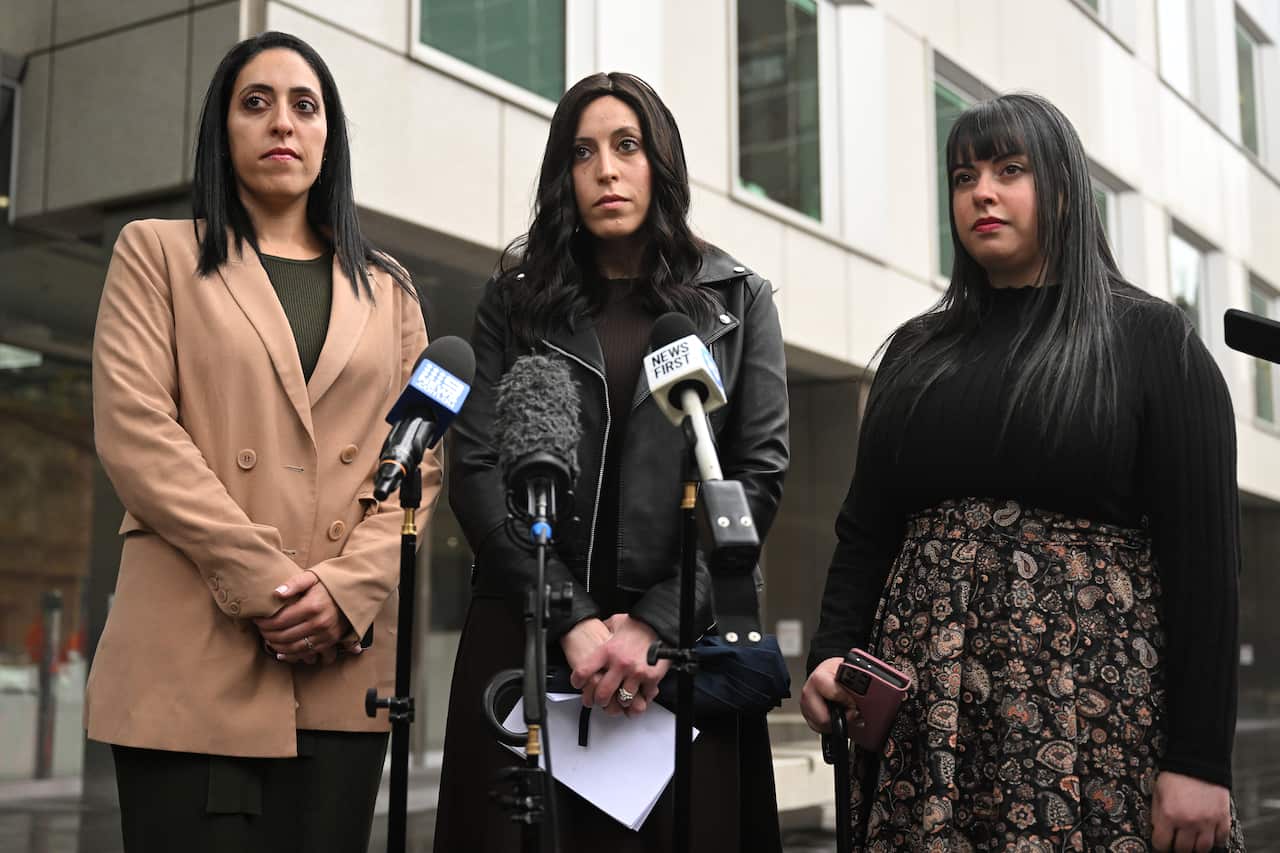  Elly Sapper, Nicole Meyer and Dassi Erlich during a press conference outside of the County Court of Victoria