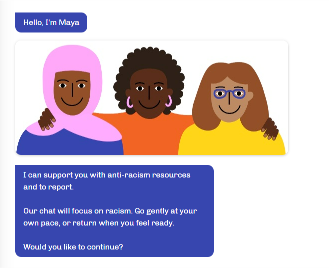 An online chatbot screenshot