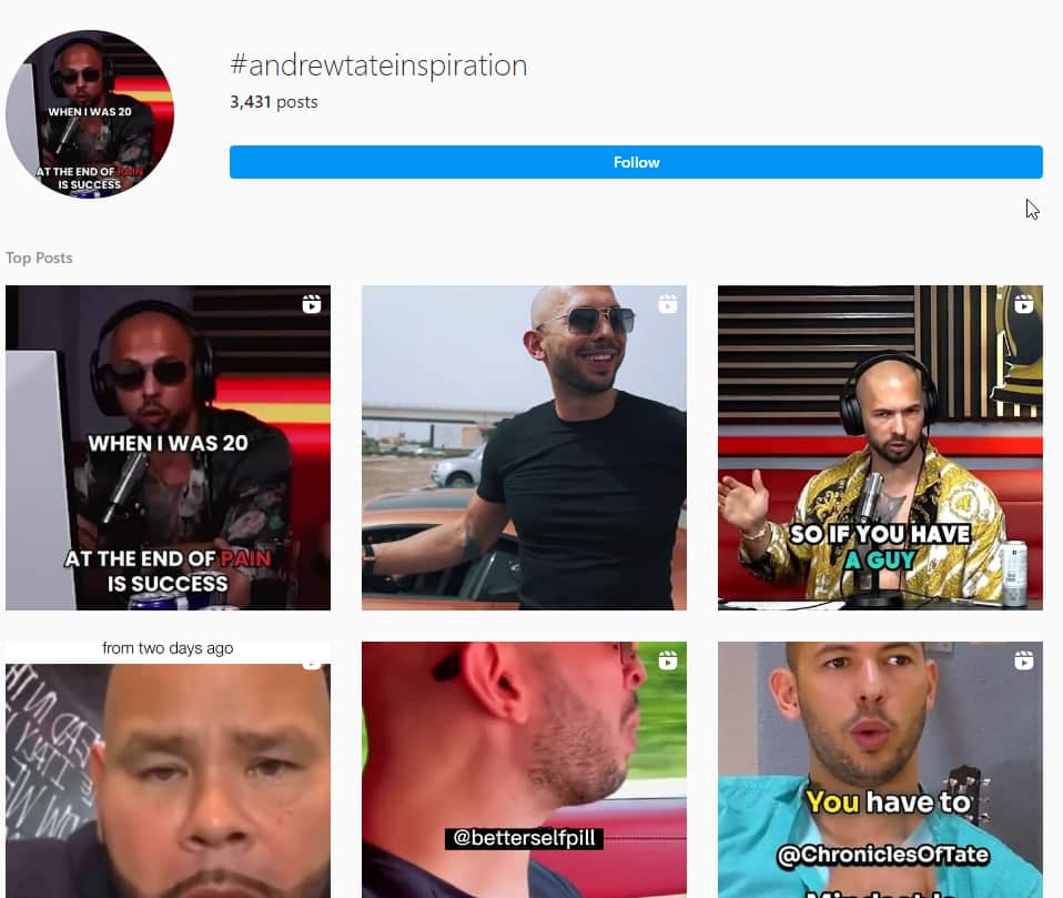 Posts on Instagram of a bald man.