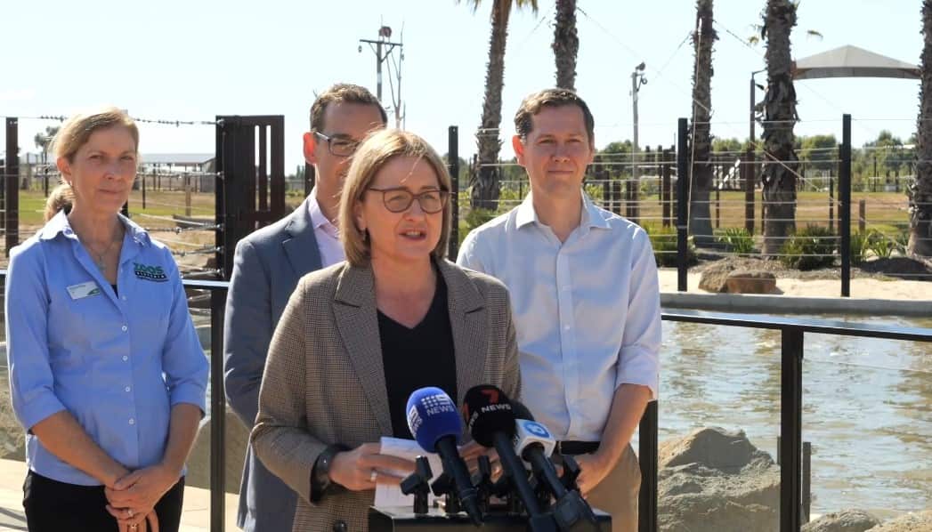 Photo-Zoos Victoria-Jacinta Allan giving speech Opening of Elephant Trail.jpg