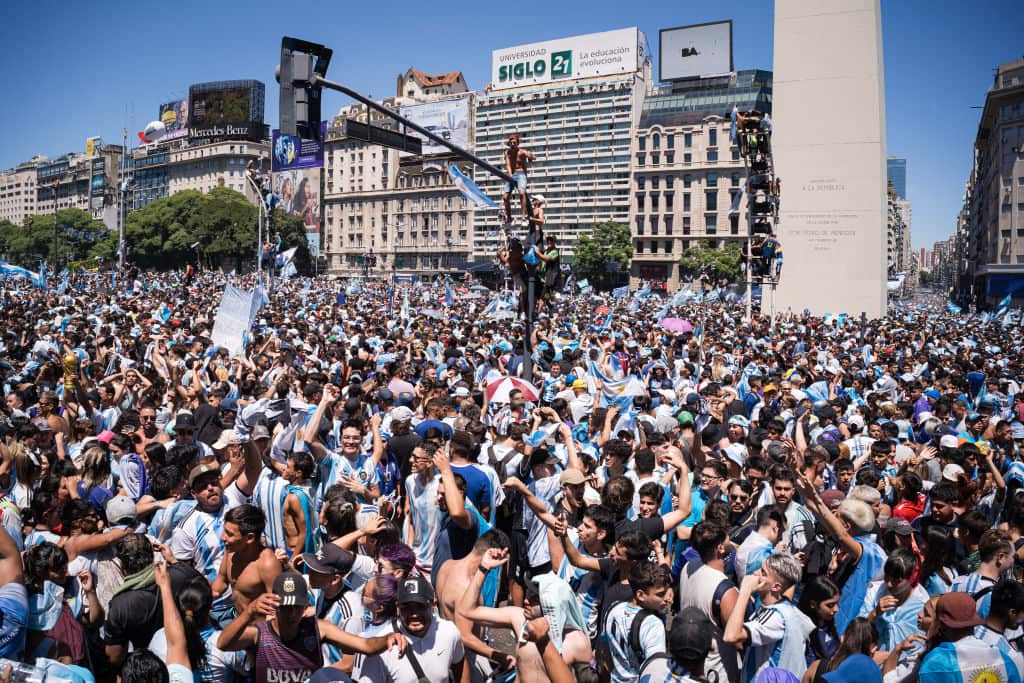 Huge crowd of people in city streets