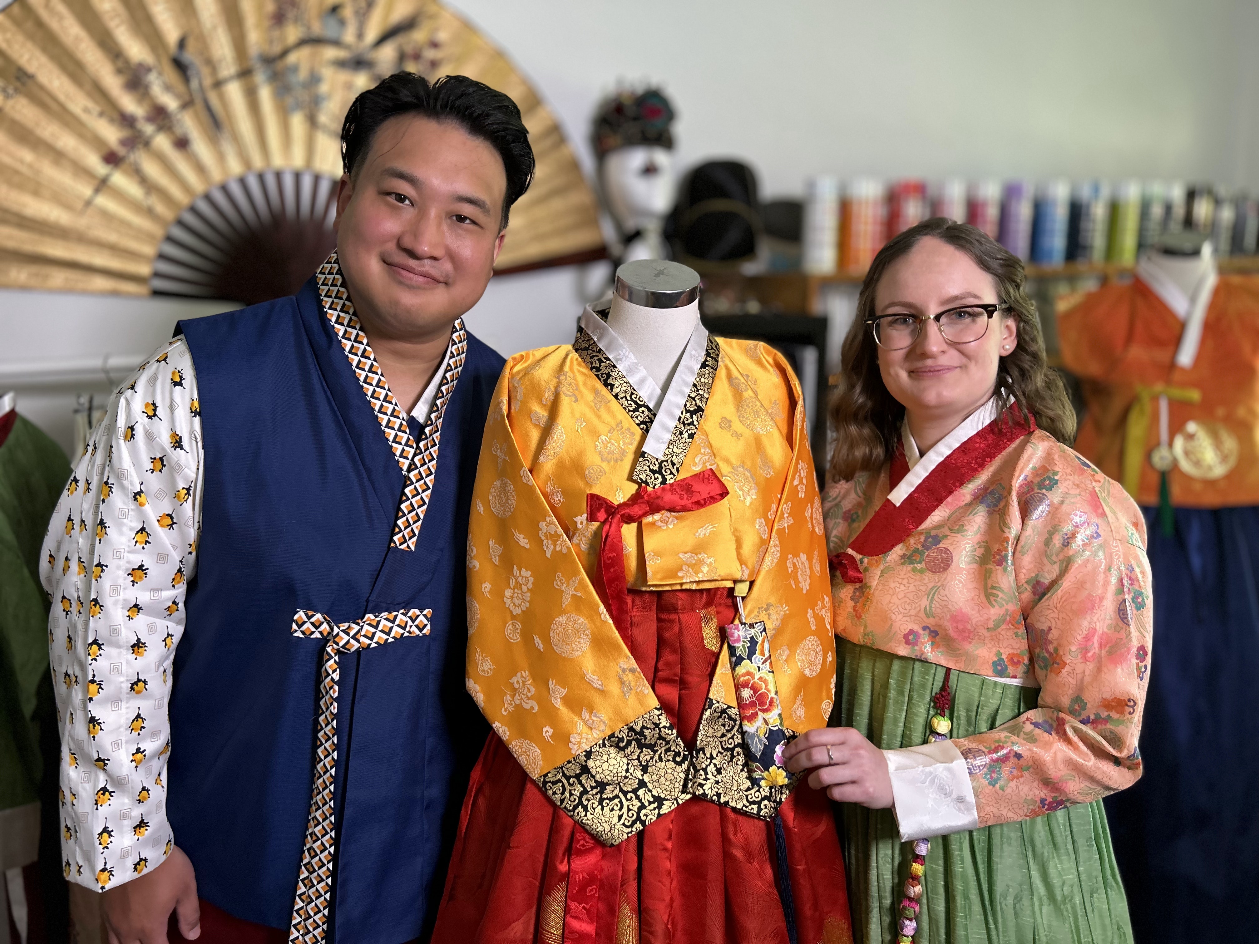 A man and woman in traditional dress