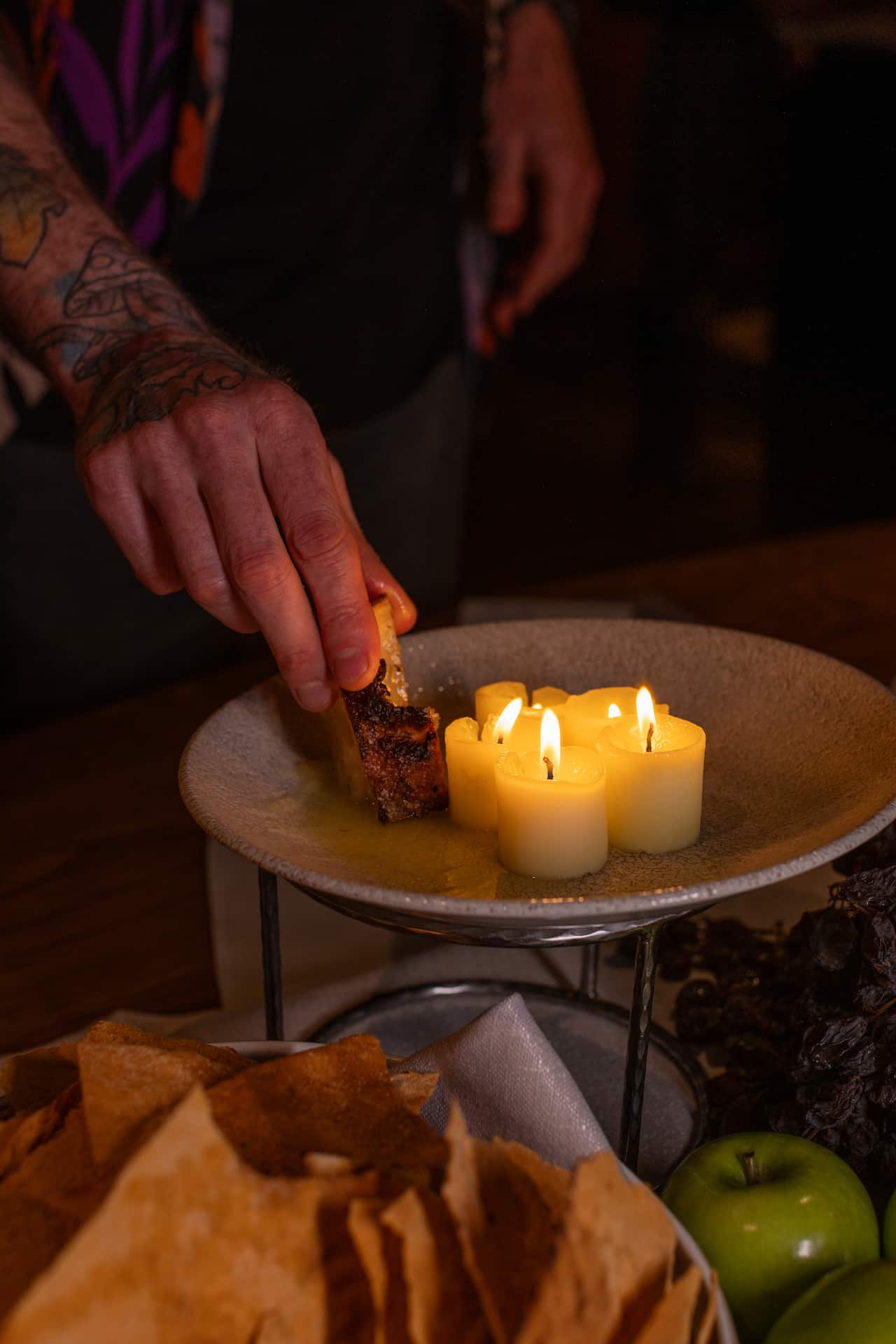 The Candlelit Quail being Dipped: Lab grown Japanese quail meat