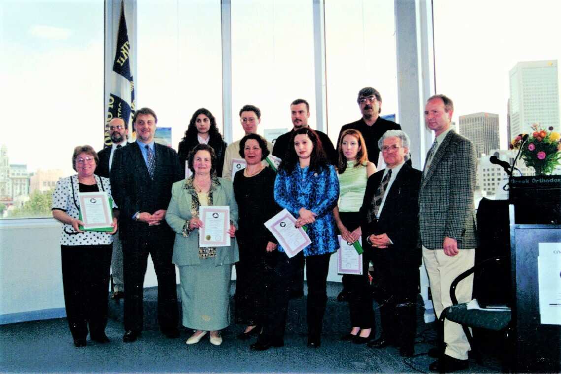 Literary Award winners with Consul General Mr Aninos, October 8, 2000.