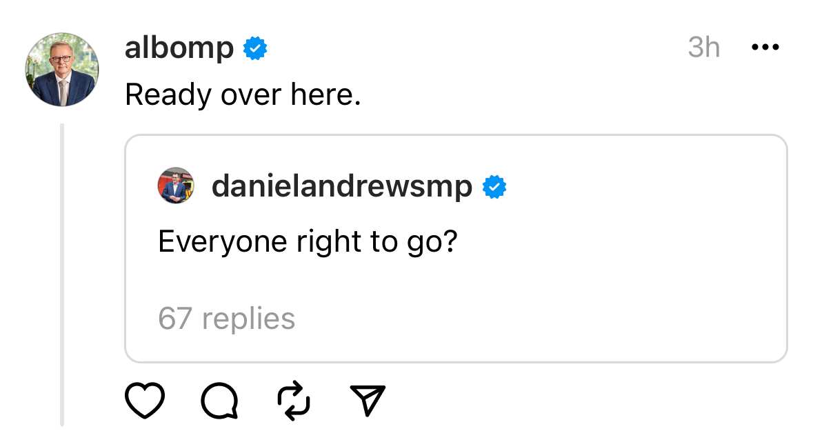 A social media post from Anthony Albanese