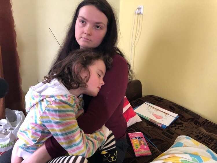 Yuliya Vasilenko’s six-year-old daughter, Emma, caught a cold while travelling into Poland, while her father remains in Ukraine to fight Russian forces.