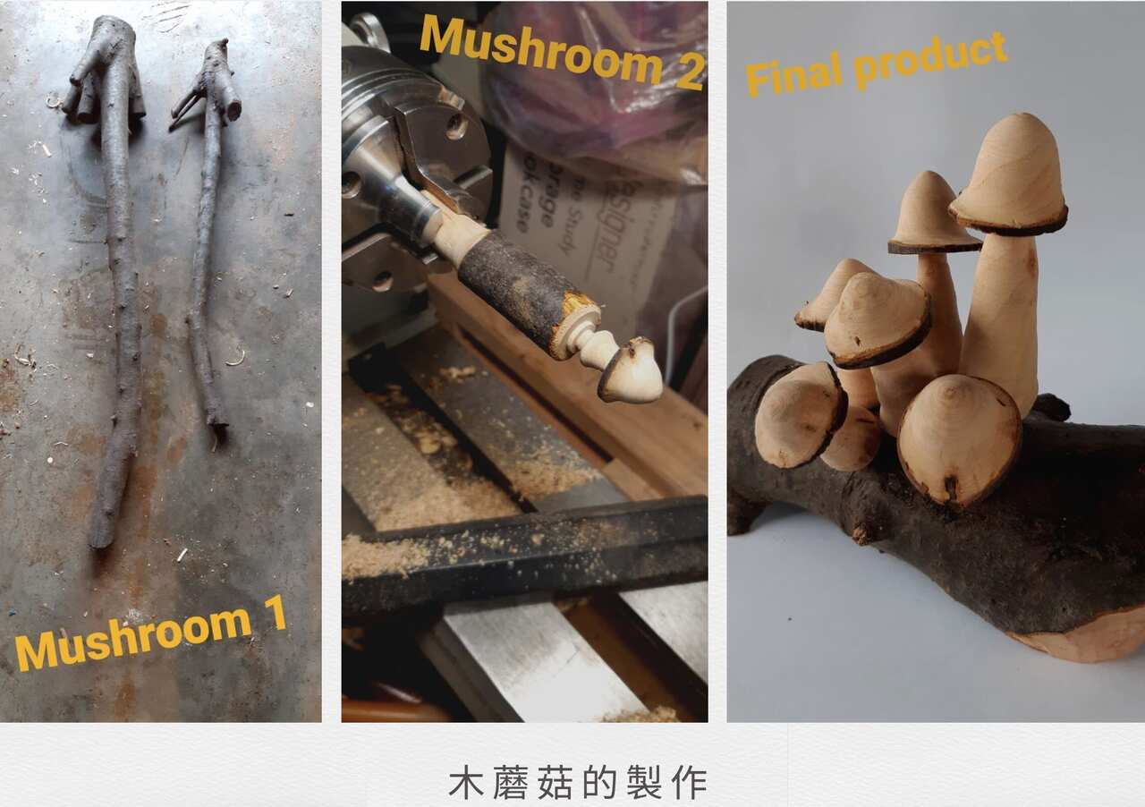 wooden mushrooms