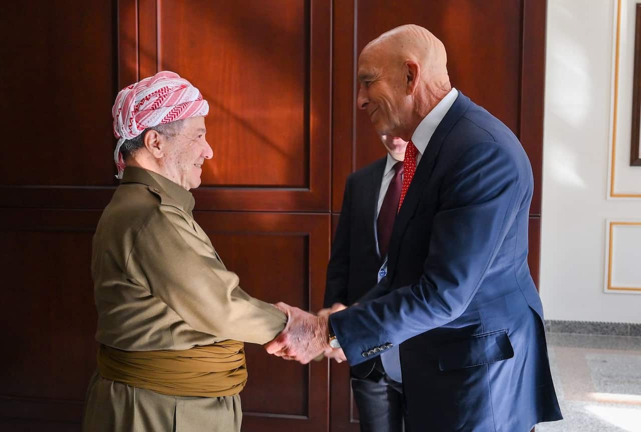 President Barzani greets Tom Barrack